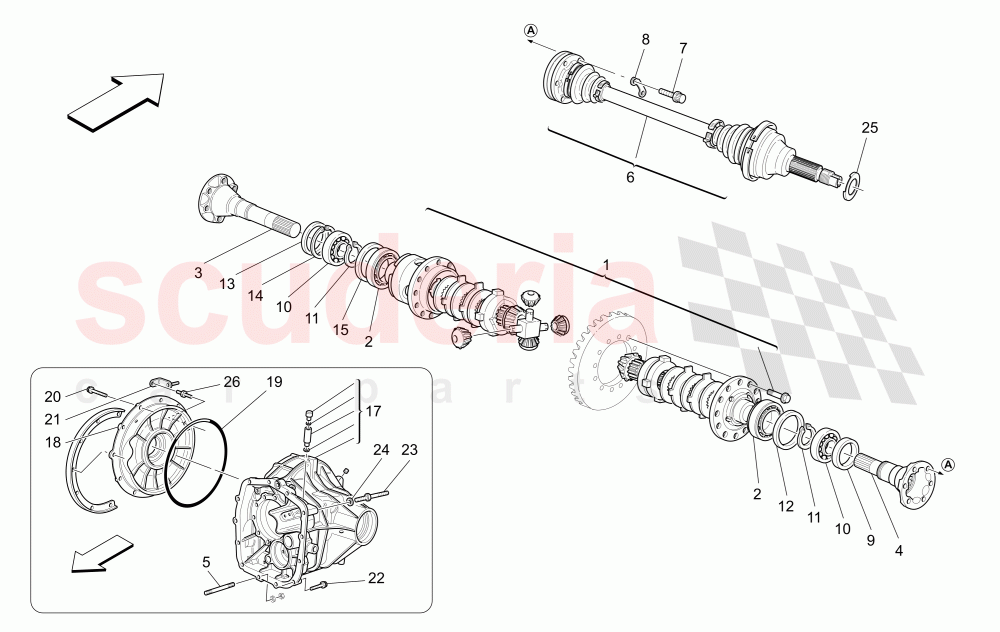 DIFFERENTIAL AND REAR AXLE SHAFTS of Maserati Maserati GranTurismo (2012-2016) Sport CC