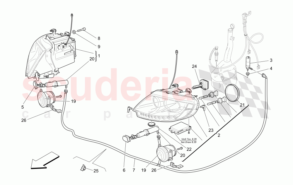 HEADLIGHT CLUSTERS of Maserati Maserati Quattroporte (2008-2012) 4.2