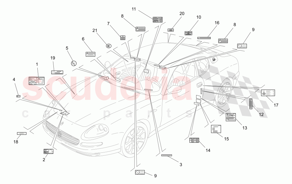 STICKERS AND LABELS of Maserati Maserati 4200 Coupe (2005-2007) CC