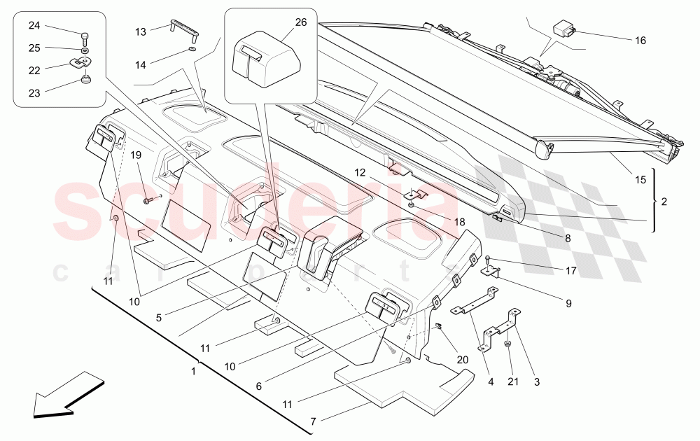 REAR PARCEL SHELF (Available with: POWER REAR SUNBLIND) of Maserati Maserati Ghibli (2017+)
