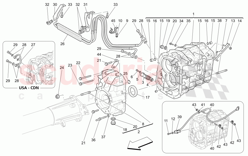 GEARBOX HOUSINGS (Includes gearbox oil radiator) of Maserati Maserati GranSport Coupe (2005-2007)