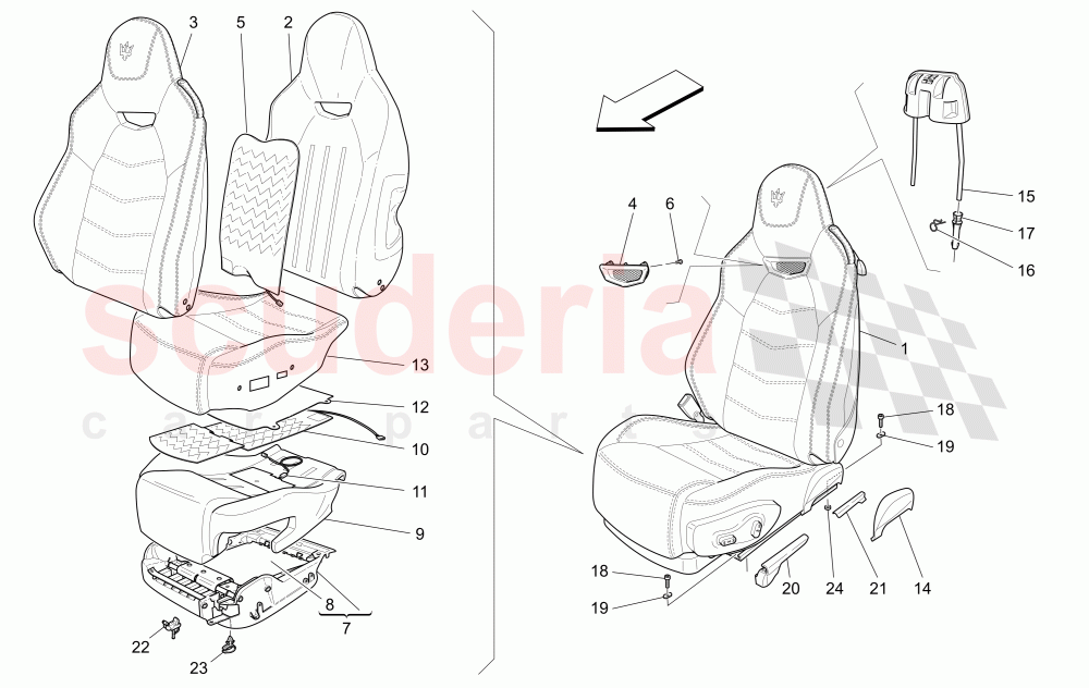 FRONT SEATS: TRIM PANELS (Not available with: Centennial Edition) of Maserati Maserati GranCabrio (2013-2015) MC