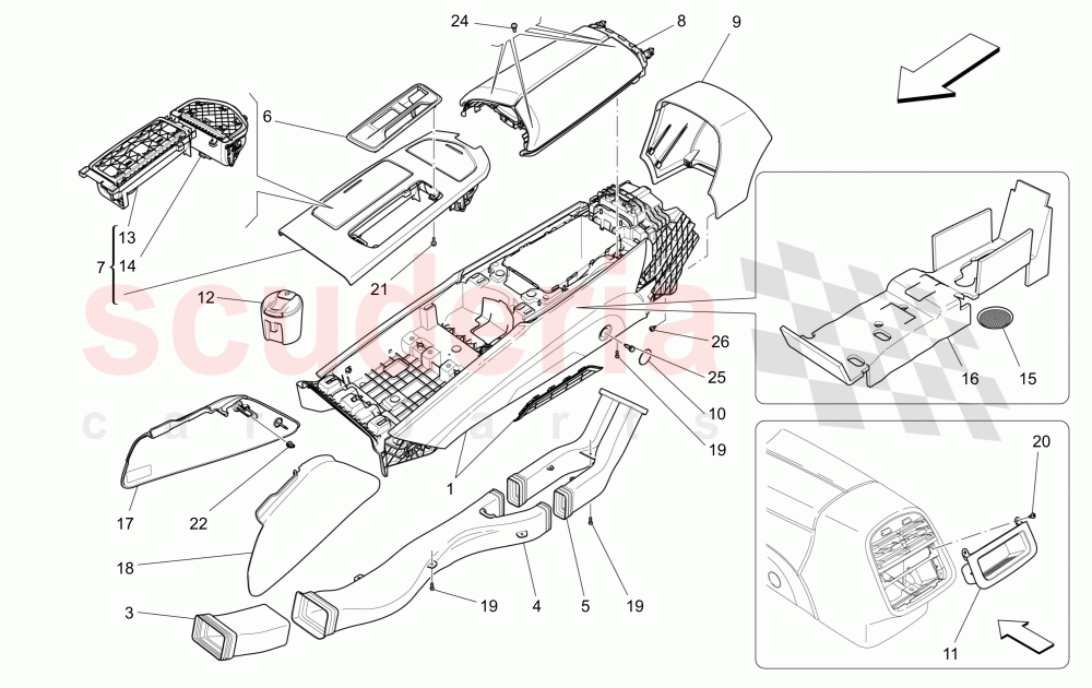 ACCESSORY CONSOLE AND CENTRE CONSOLE of Maserati Maserati Quattroporte (2013-2016) V6 330bhp