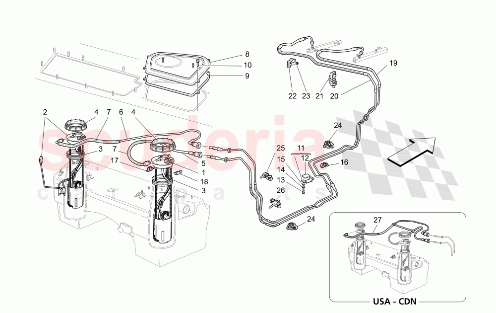 FUEL PUMPS AND CONNECTION LINES of Maserati Maserati GranSport Spyder (2005-2007)