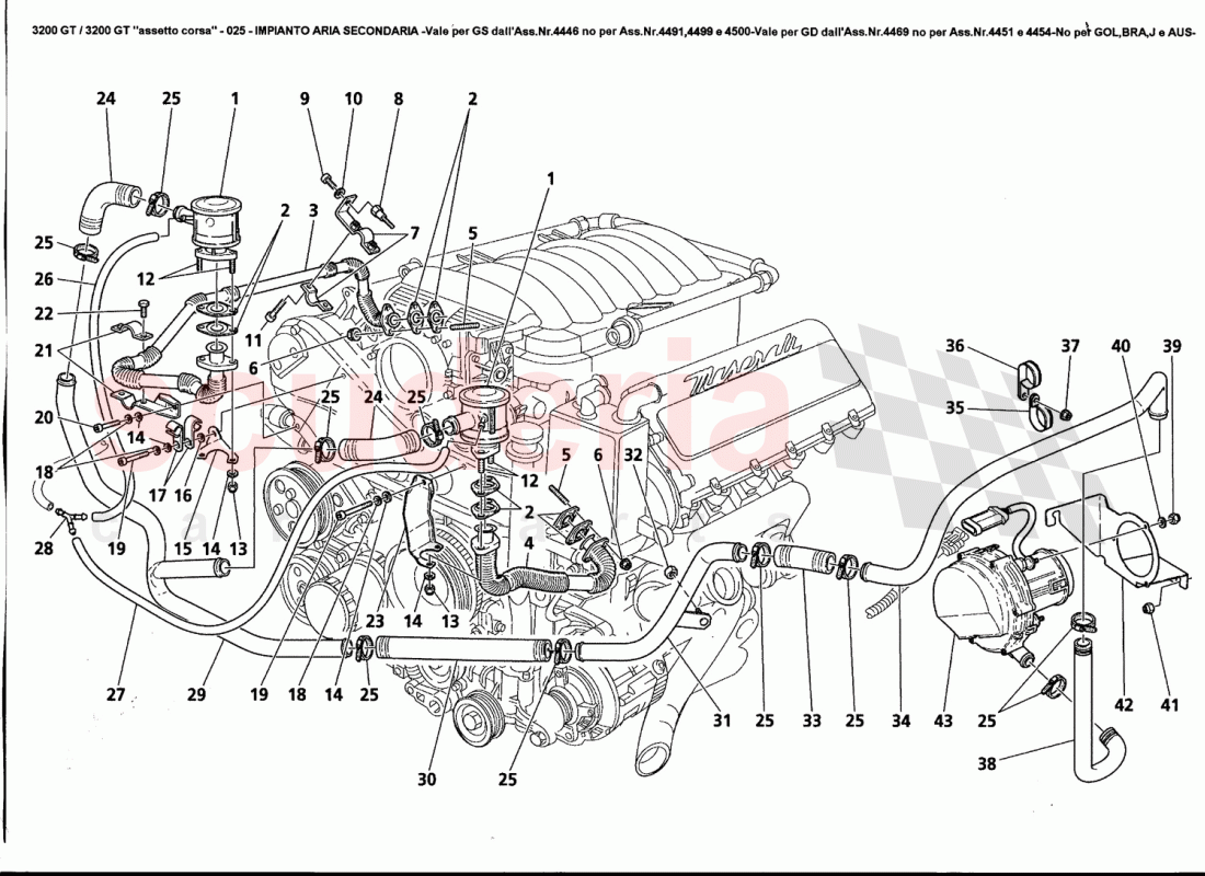 SECONDARY AIR SYSTEM - Valid for GS from Ass.4446 not for Ass.Nr.4491, 4499 and 4500 - Valid for GD f of Maserati Maserati 3200 GT / Assetto Corsa