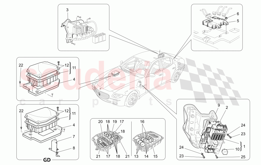 RELAYS, FUSES AND BOXES of Maserati Maserati Quattroporte (2008-2012) 4.2