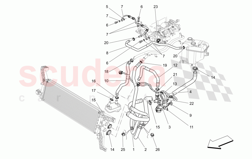 COOLING SYSTEM: NOURICE AND LINES of Maserati Maserati Quattroporte (2013+) GTS