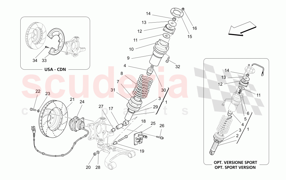 FRONT SHOCK ABSORBER DEVICES (Includes brake discs) of Maserati Maserati 4200 Coupe (2005-2007) GT