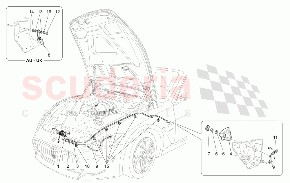 FRONT LID OPENING BUTTON of Maserati Maserati GranCabrio (2013-2015) MC