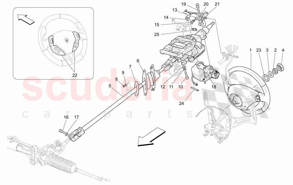 STEERING COLUMN AND STEERING WHEEL UNIT of Maserati Maserati Quattroporte (2008-2012) 4.2