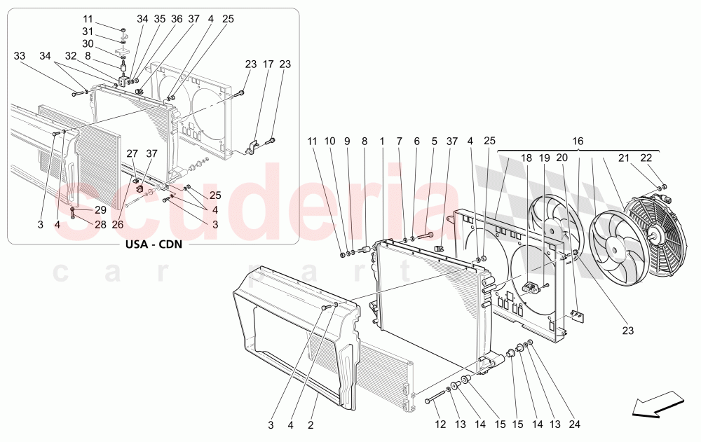 COOLING: AIR RADIATORS AND DUCTS of Maserati Maserati 4200 Spyder (2005-2007) GT