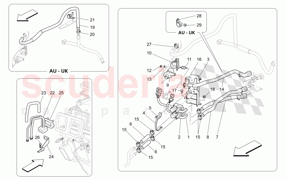 A/C UNIT: ENGINE COMPARTMENT DEVICES of Maserati Maserati Quattroporte (2003-2007) DuoSelect