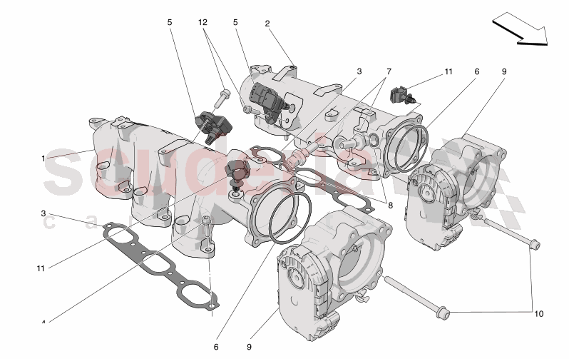 INTAKE MANIFOLD AND THROTTLE BODY of Maserati Maserati GranCabrio M189    AUTOMATIC 4WD 3.0 BT V6 490 HP
