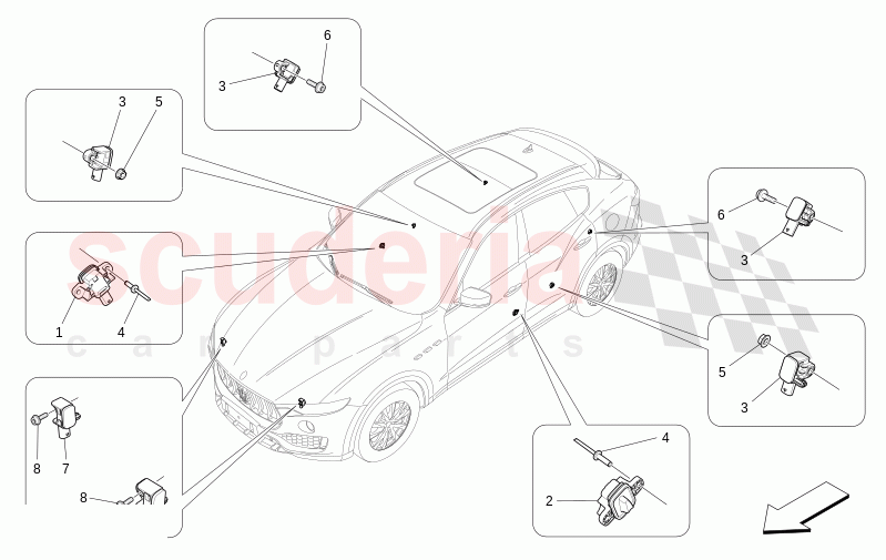 CRASH SENSORS of Maserati Maserati Levante Modena Automatic 3.0 BT V6 4WD 350HP