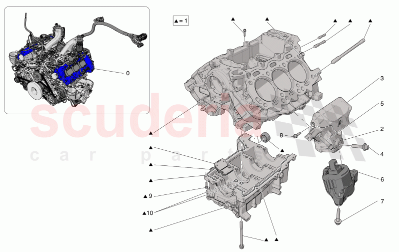 CRANKCASE of Maserati Maserati MC20 Leggenda Automatic 3.0 BT V6 2WD 630HP
