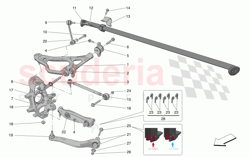 REAR SUSPENSION of Maserati Maserati MC20 Leggenda Automatic 3.0 BT V6 2WD 630HP