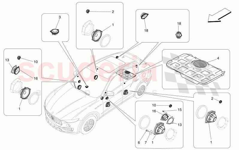 SOUND DIFFUSION SYSTEM of Maserati Maserati Levante Modena Automatic 3.0 BT V6 4WD 350HP