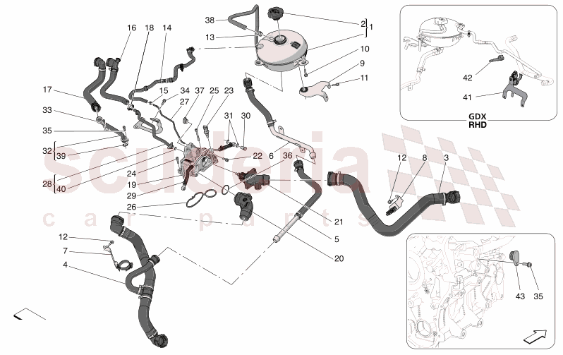 COOLING SYSTEM: NOURICE AND LINES of Maserati Maserati GranTurismo M189 MODENA  AUTOMATIC 4WD 3.0 BT V6 490 HP
