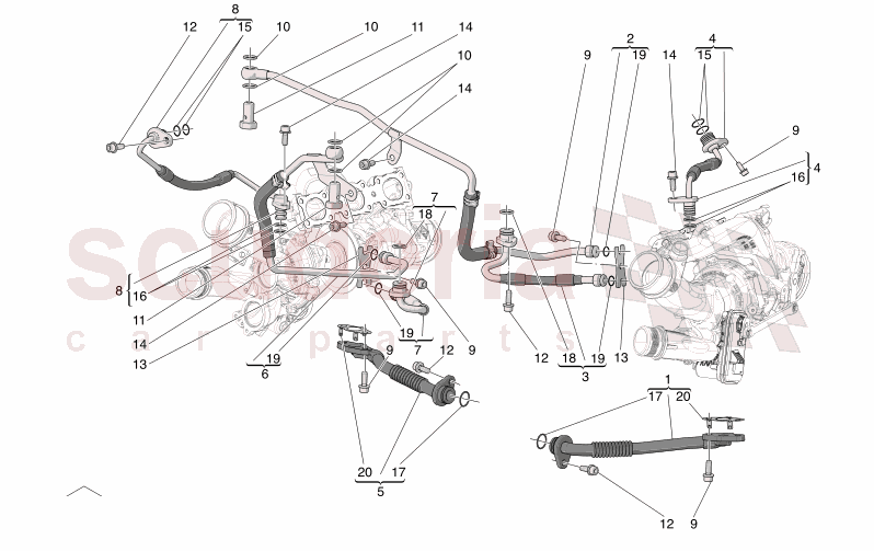 TURBOCHARGING SYSTEM: LUBRICATION AND COOLING of Maserati Maserati GranTurismo M189 MODENA  AUTOMATIC 4WD 3.0 BT V6 490 HP