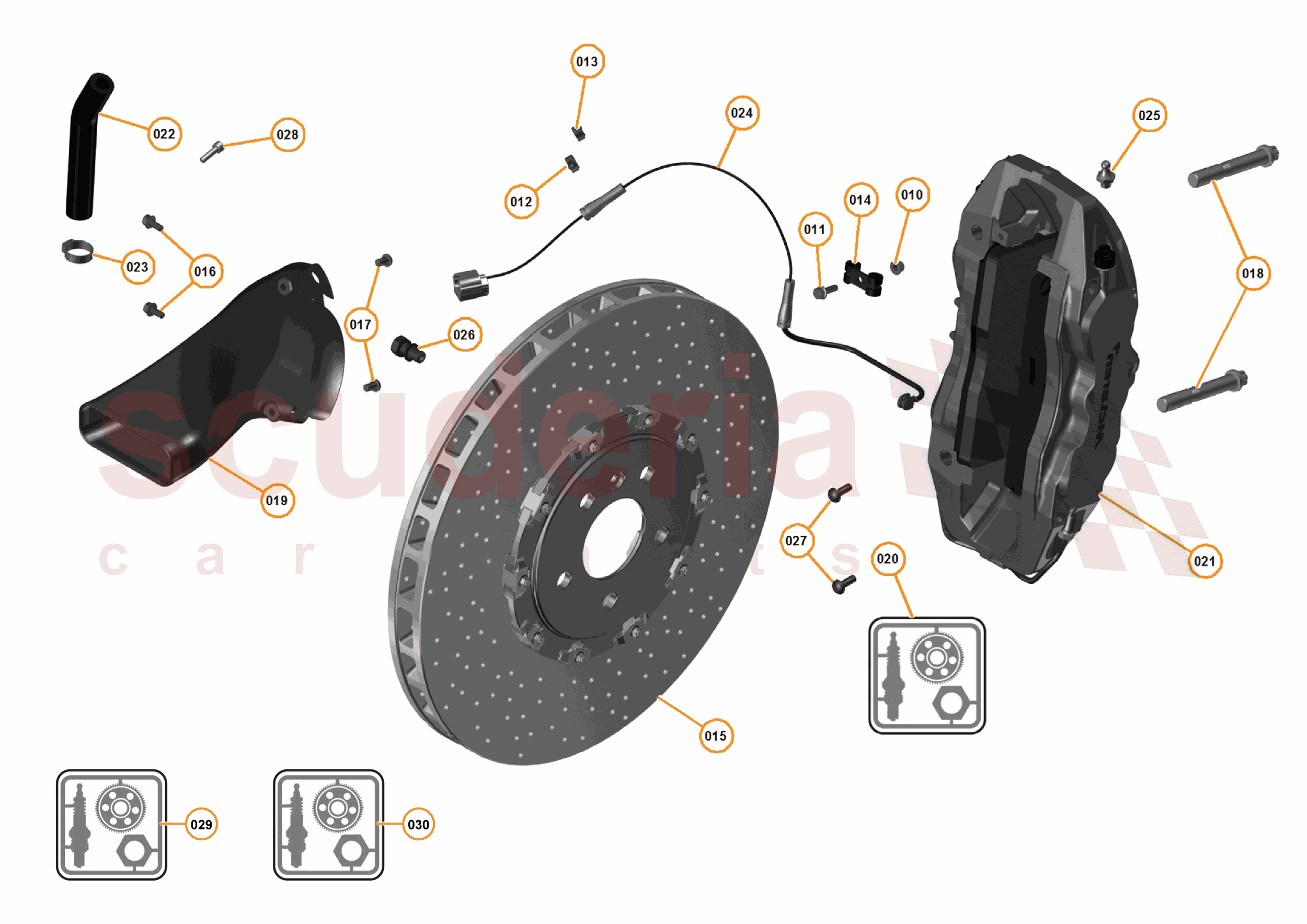 9 - C1 - BRAKE SYSTEM - 9.1 - 01 - FRONT BRAKE DISCS AND CALIPERS of McLaren McLaren McLaren 12C Spider