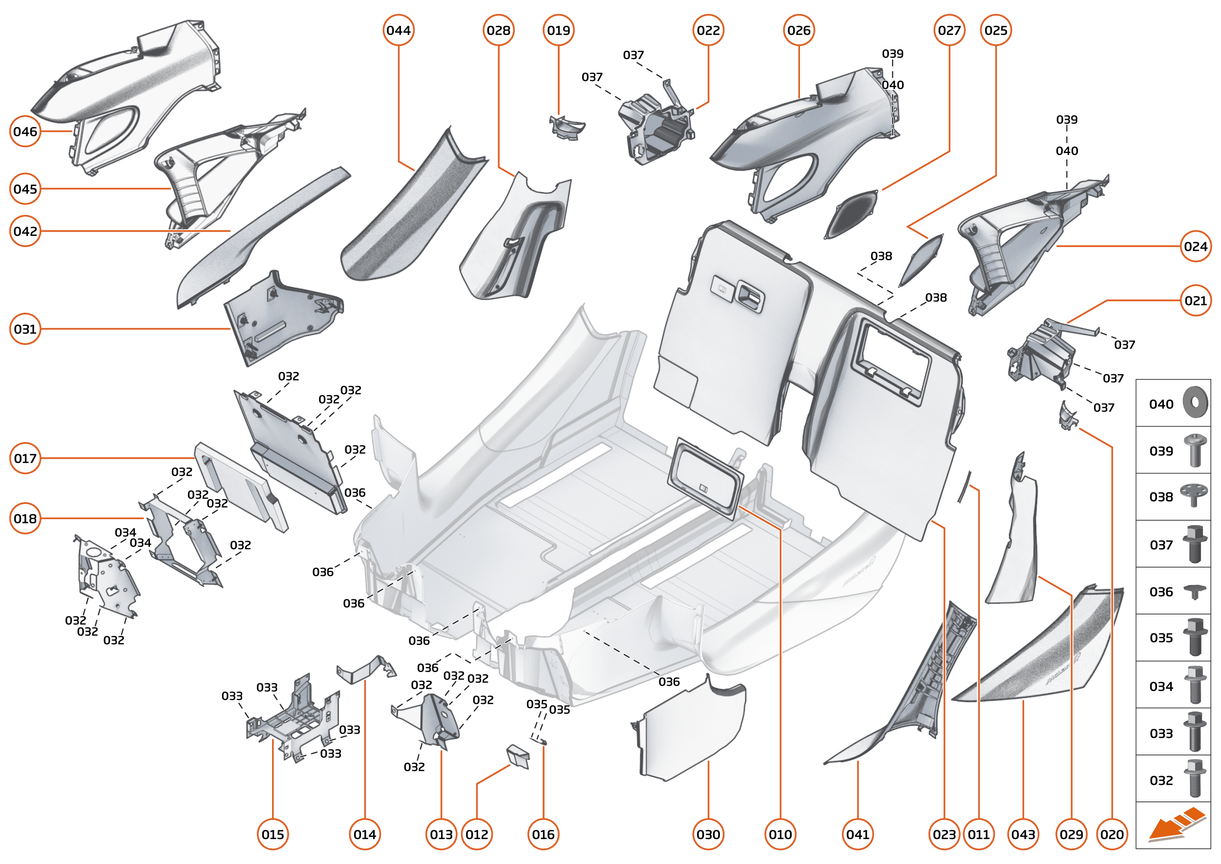 41 - INTERIOR SYSTEMS - 41.6 - LOWER & REAR TRIM of McLaren McLaren GT McLaren GT