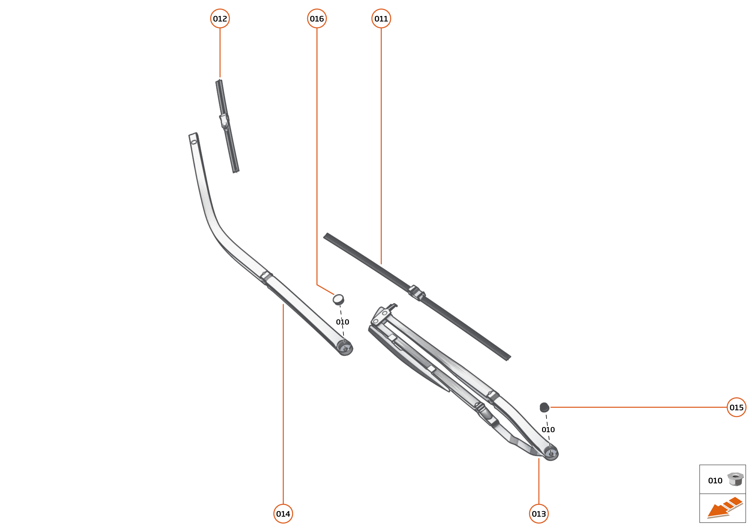 14 - WIPERS & WASHER SYSTEM - 14.2 - WINDSCREEN WIPER ARMS of McLaren McLaren GT McLaren GT
