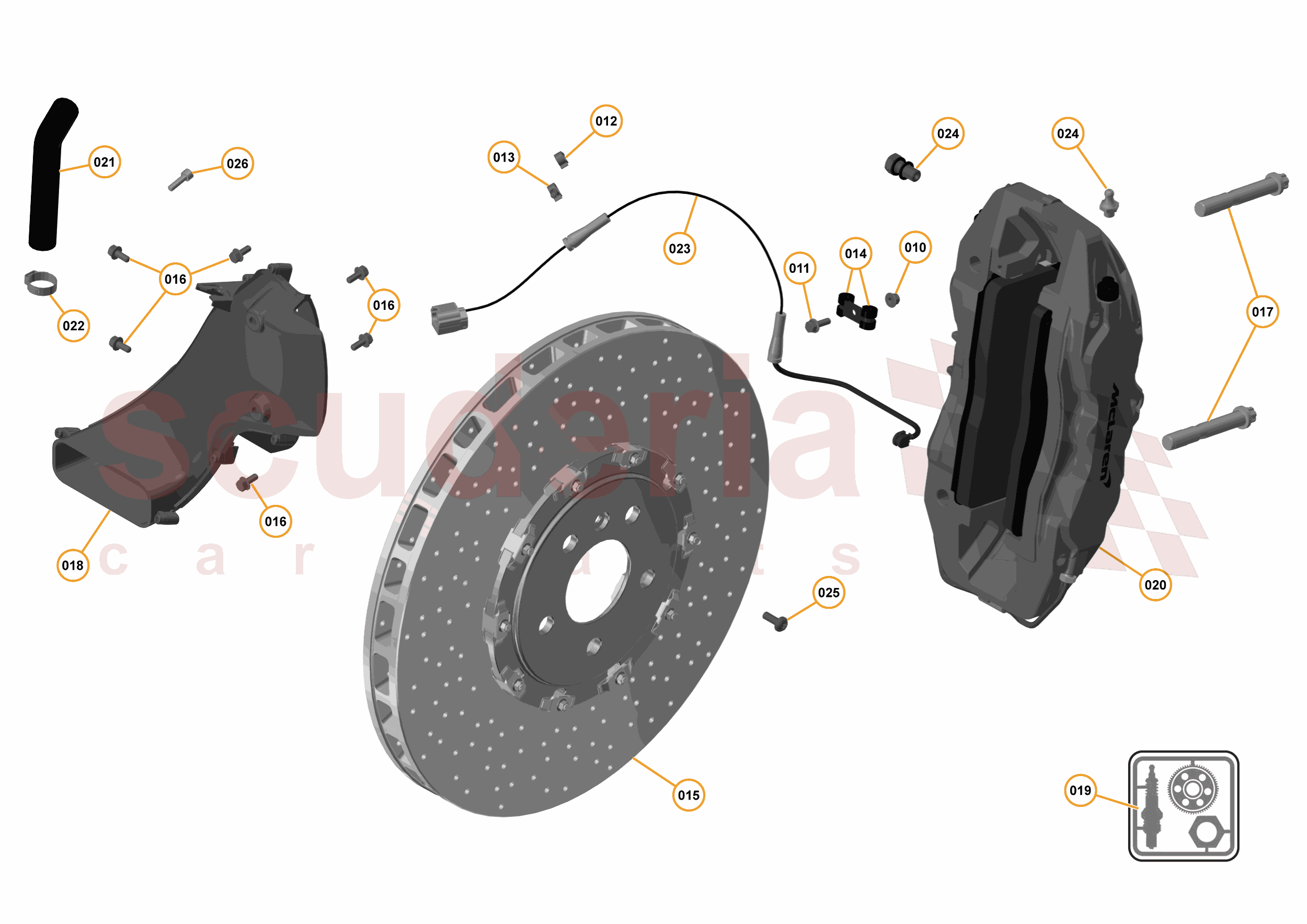 9 - C1 - BRAKE SYSTEM - 9.1 - 01 - FRONT BRAKE DISCS AND CALIPERS  of McLaren McLaren McLaren 675LT Coupe