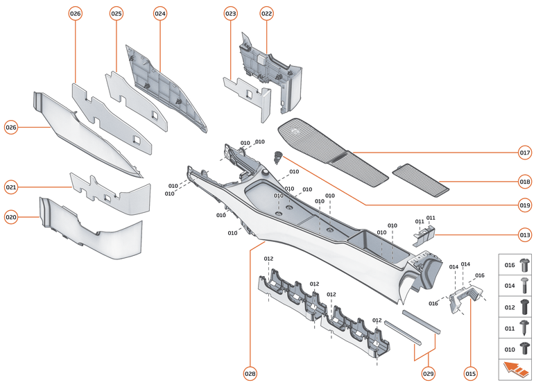 42 - INTERIOR SYSTEMS - 42.4 - ASSY TUNNEL CONSOLE - COMPONENTS & HARDWARE of McLaren McLaren Ultimate Series McLaren Senna GTR