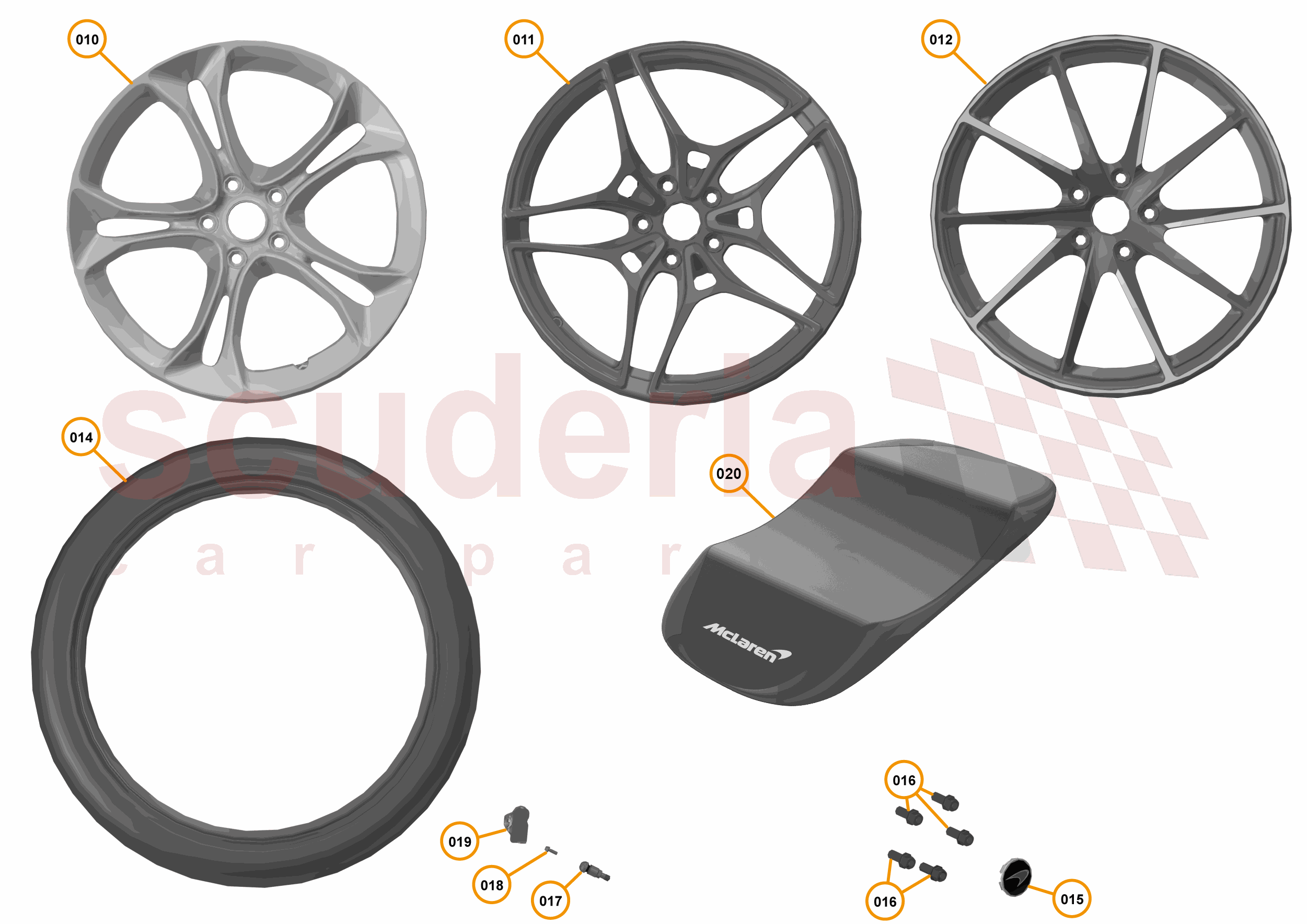 22 - SUSPENSION - WHEELS & TYRES REAR - 22.1 - WHEEL & TYRE ASSEMBLIES REAR of McLaren McLaren McLaren 720S Coupe