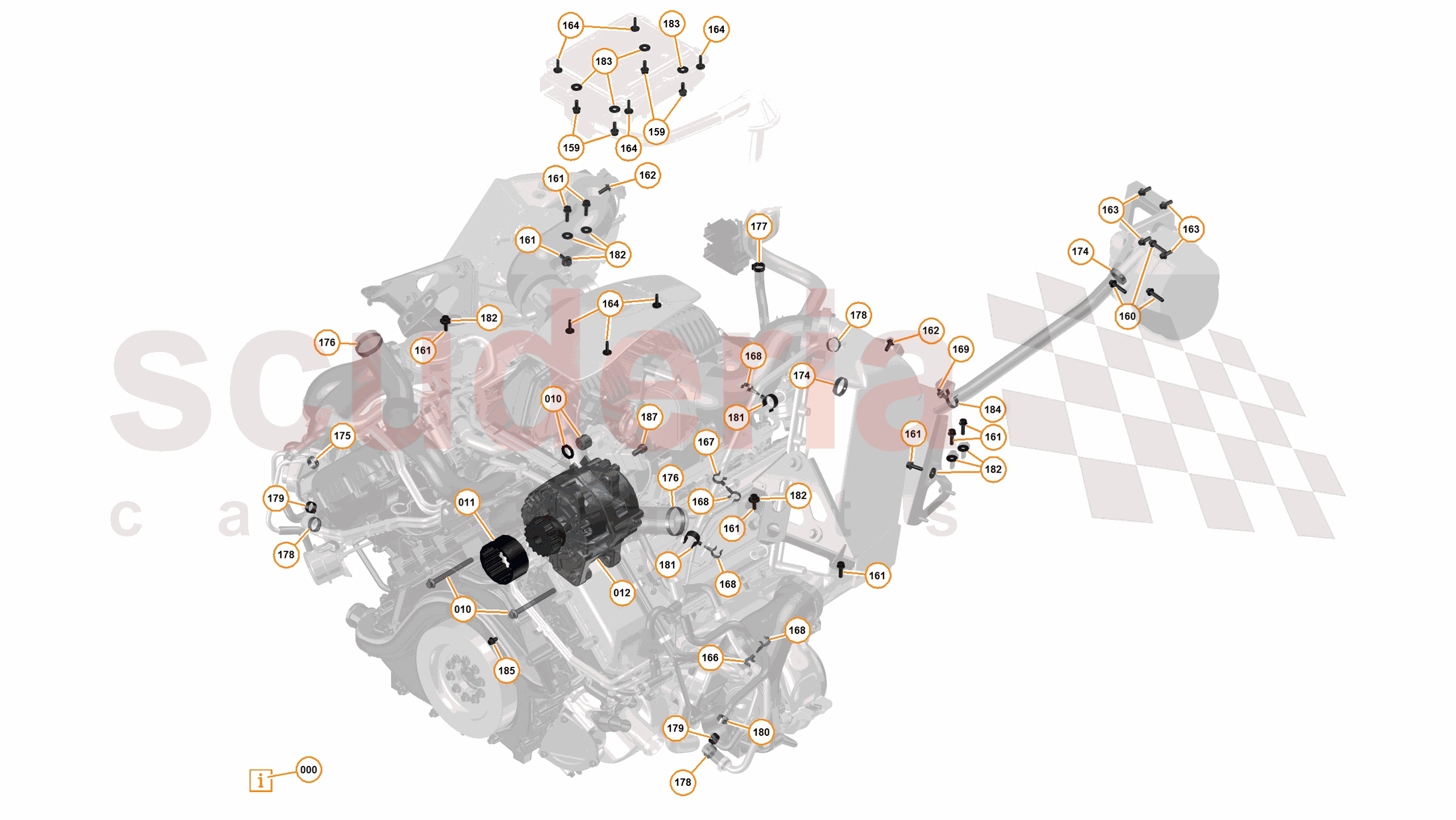 16 - F1 - POWER UNIT - 16.1 - 01 - POWER UNIT - ALTERNATOR + CLIPS (VARIOUS) of McLaren McLaren McLaren 12C Spider