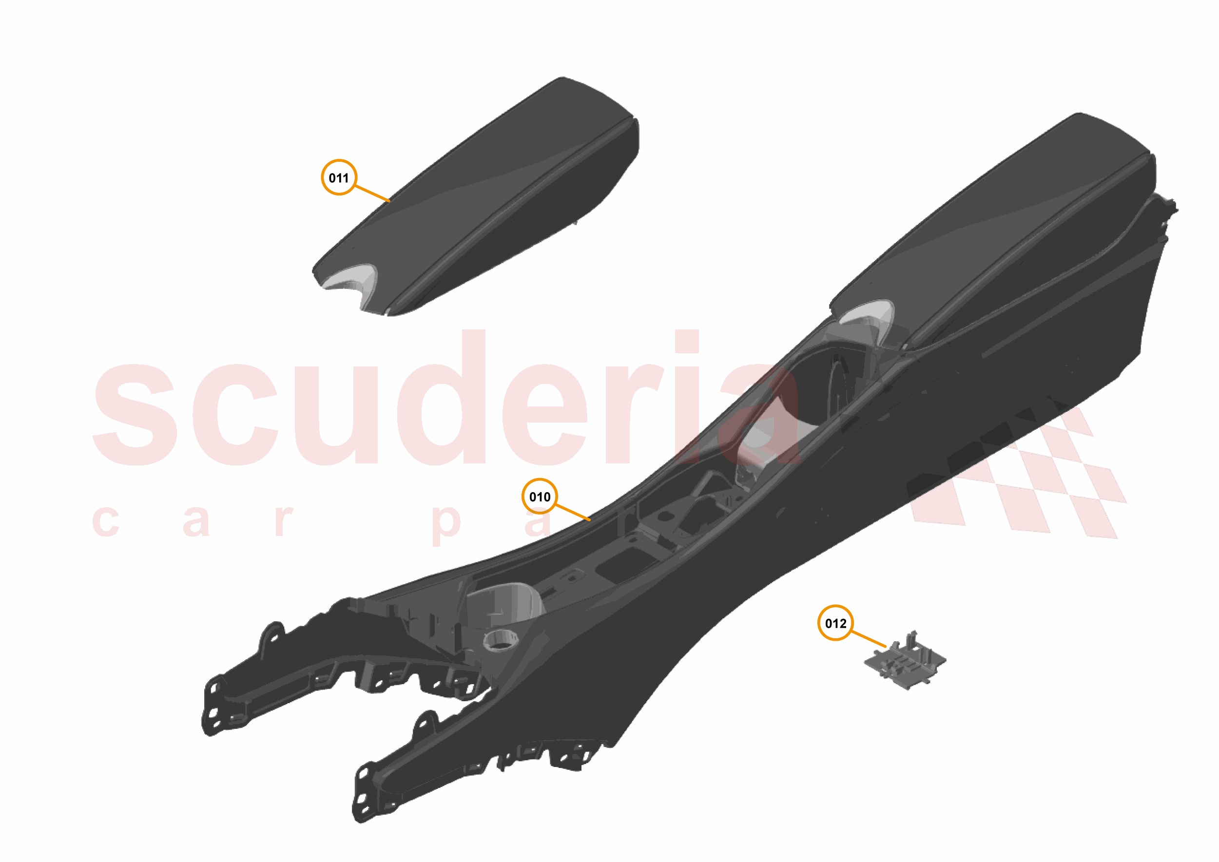 49 - INTERIOR SYSTEMS - 49.5 - TUNNEL CONSOLE ASSEMBLY & LID of McLaren McLaren McLaren 720S Coupe