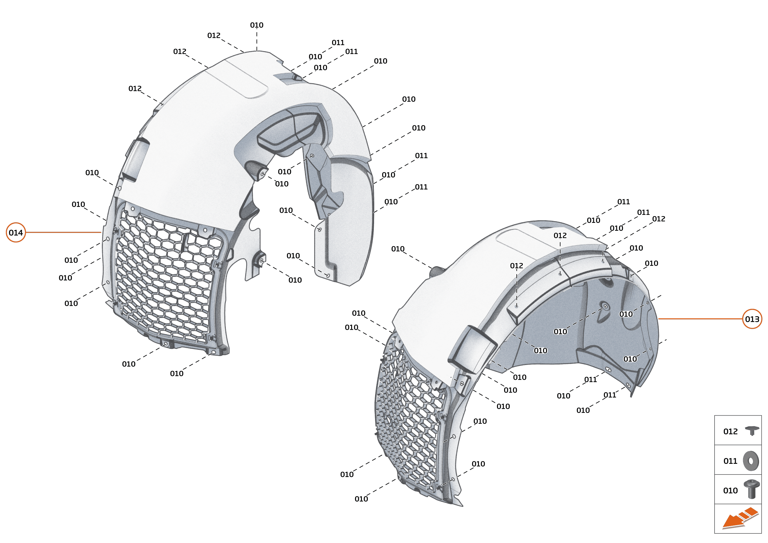 16 - LINERS AND NVH - 16.1 - FRONT WHEELARCH LINERS of McLaren McLaren GT McLaren GT