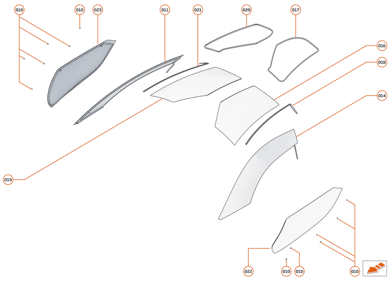 9 - GLAZING CLOSURES - 9.1 - DOOR GLAZING - FIXED of McLaren McLaren Ultimate Series McLaren Senna