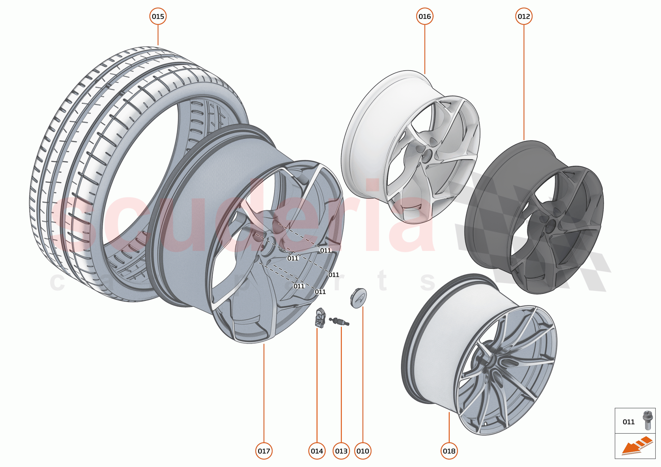 16 - SUSPENSION - 16.12 - WHEEL AND TYRE ASSEMBLIES REAR LEFT of McLaren McLaren Elva