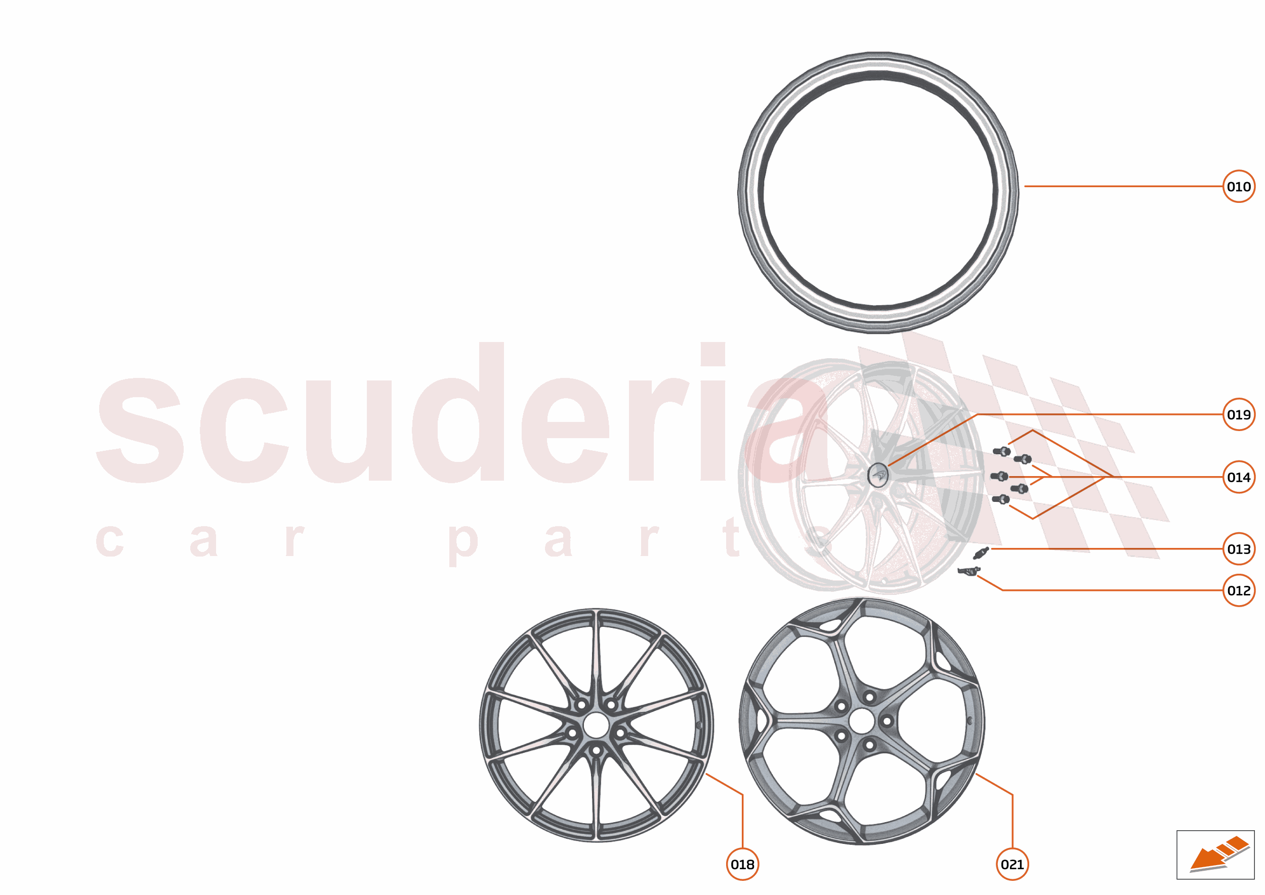 21 - SUSPENSION - WHEELS AND TYRES FRONT - 21.1 - WHEEL AND TYRE ASSEMBLIES FRONT of McLaren McLaren McLaren 600LT Spider
