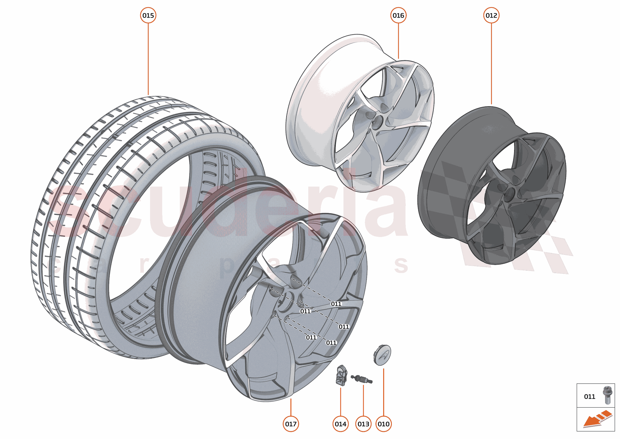 16 - SUSPENSION - 16.10 - WHEEL AND TYRE ASSEMBLIES FRONT LEFT of McLaren McLaren Ultimate Series McLaren Elva