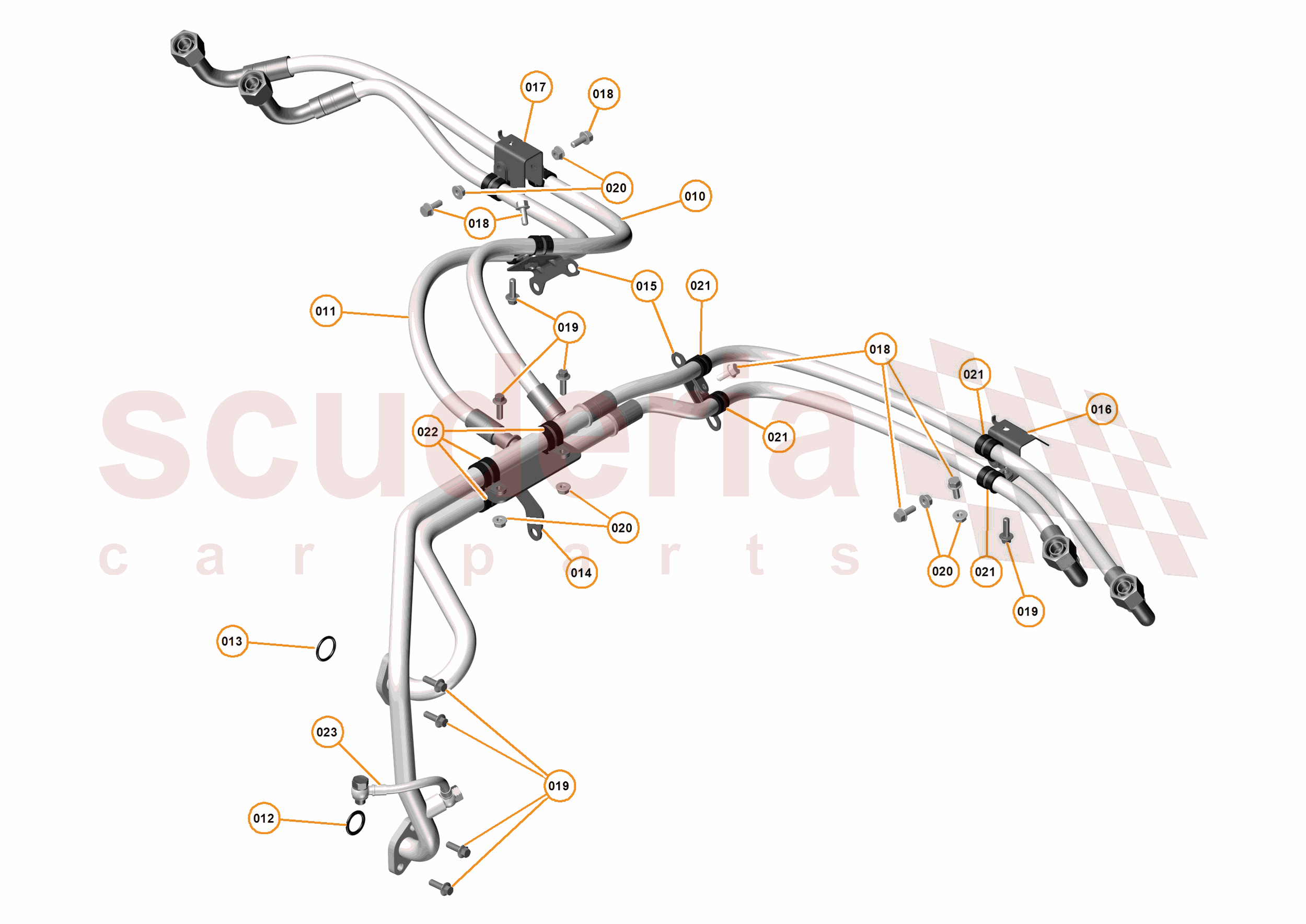 39 - TRANSMISSION COOLING SYSTEMS - 39.3 - CLUTCH OIL COOLER FEED AND RETURN PIPES of McLaren McLaren Ultimate Series McLaren P1 Coupe
