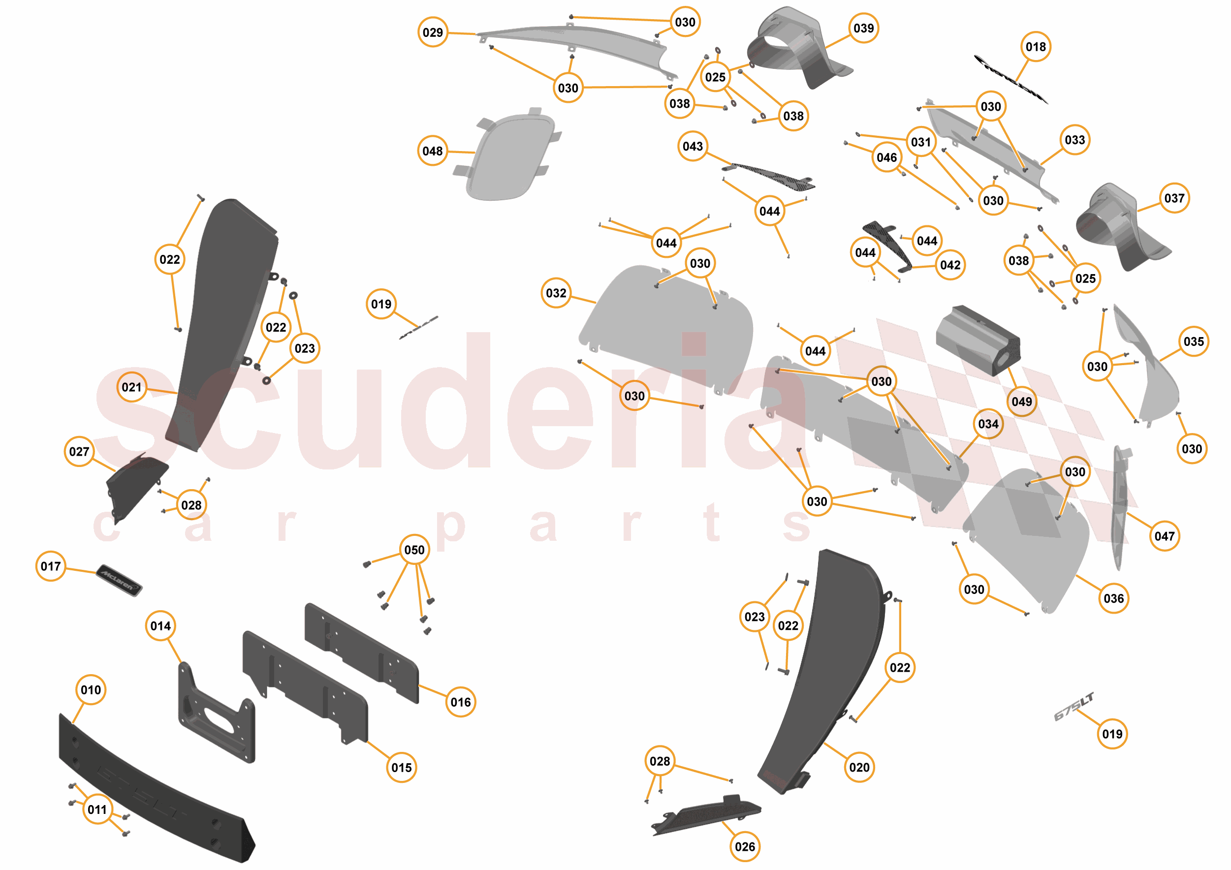 2 - A2 - EXTERIOR TRIM, LIGHTING, AND WIPERS - 2.2 - 02 - FINISHERS, BADGES, GRILLES, AND DECALS of McLaren McLaren McLaren 675LT Spider