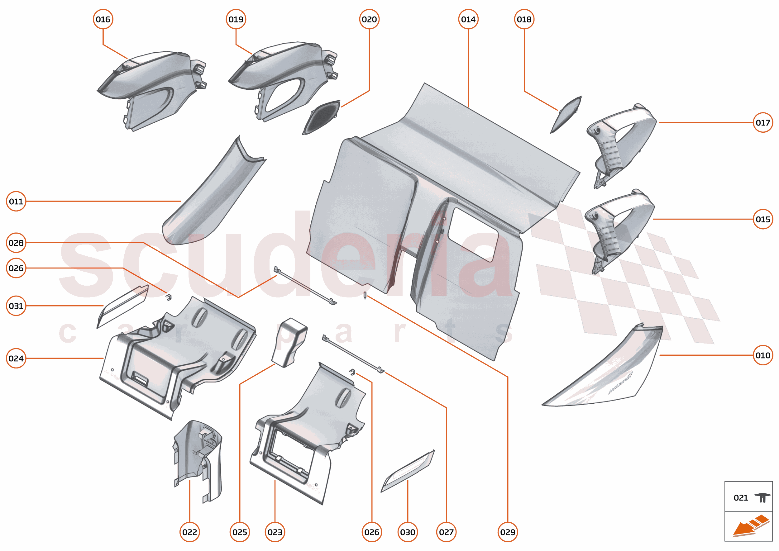 46 - INTERIOR SYSTEMS - 46.9 - LOWER & REAR TRIM of McLaren McLaren McLaren 620R