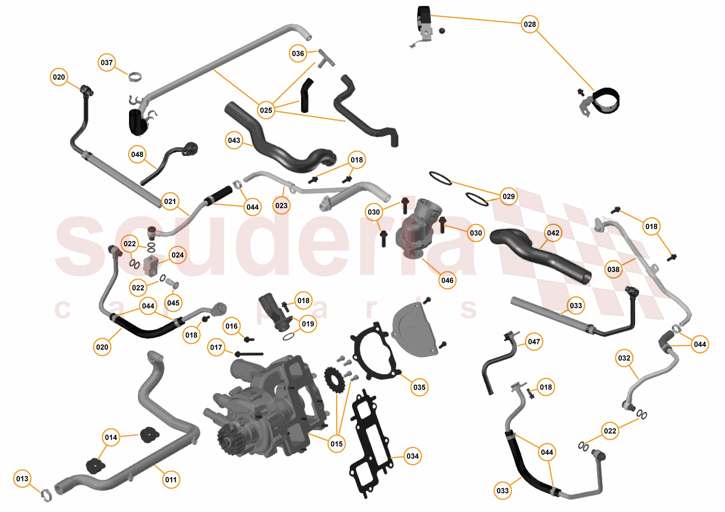 36 - ENGINE COOLING  SYSTEM - 36.1 - ENGINE WATER PUMP & WATER CIRCUIT of McLaren McLaren McLaren 570S Spider