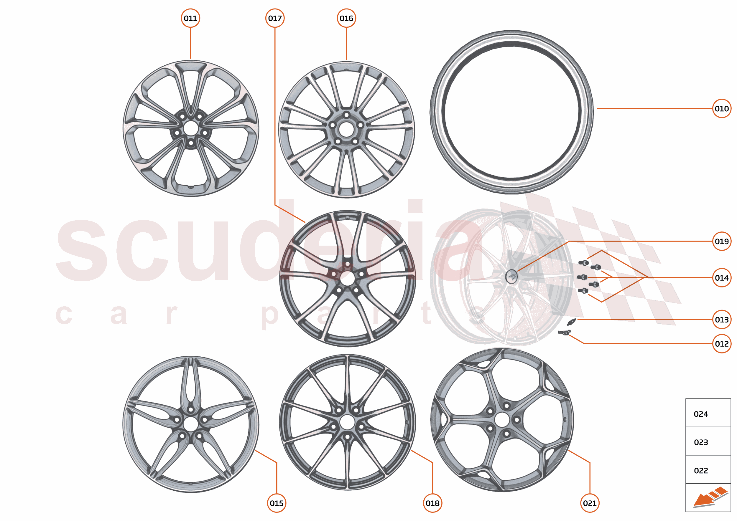 21 - SUSPENSION - WHEELS AND TYRES REAR - 21.1 - WHEEL AND TYRE ASSEMBLIES REAR of McLaren McLaren McLaren 600LT