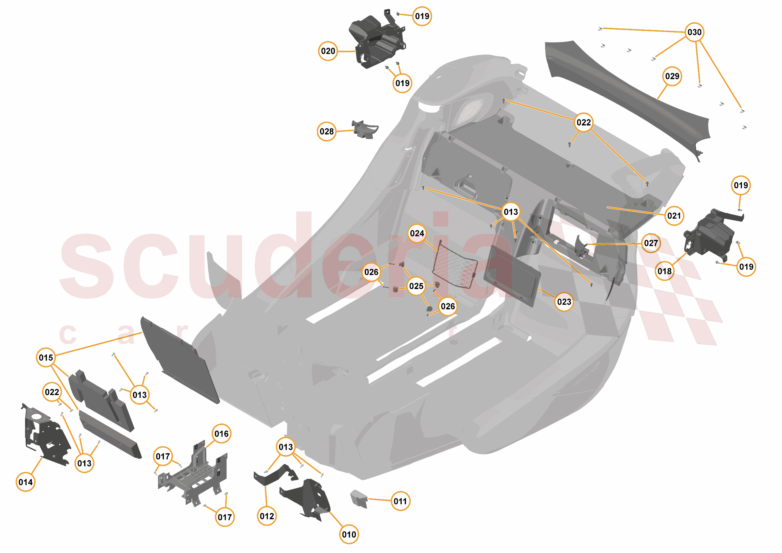 47 - INTERIOR SYSTEMS - 47.19 - LOWER & REAR TRIM - FOOTRESTS - BRACKETS - ELECTRICAL COVER - CAPPING PANEL of McLaren McLaren McLaren 540C Coupe
