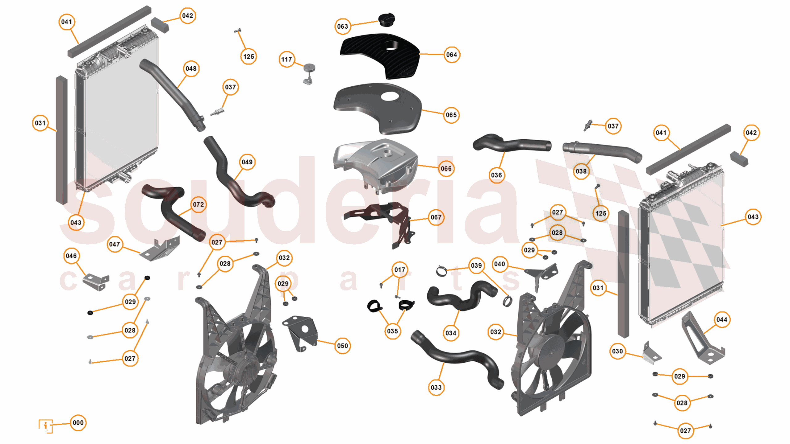 14 - L1 - COOLING SYSTEM - 14.2 - 01 - MAIN ENGINE RADIATORS, FANS AND COOLANT RESERVOIR of McLaren McLaren McLaren 650S Spider