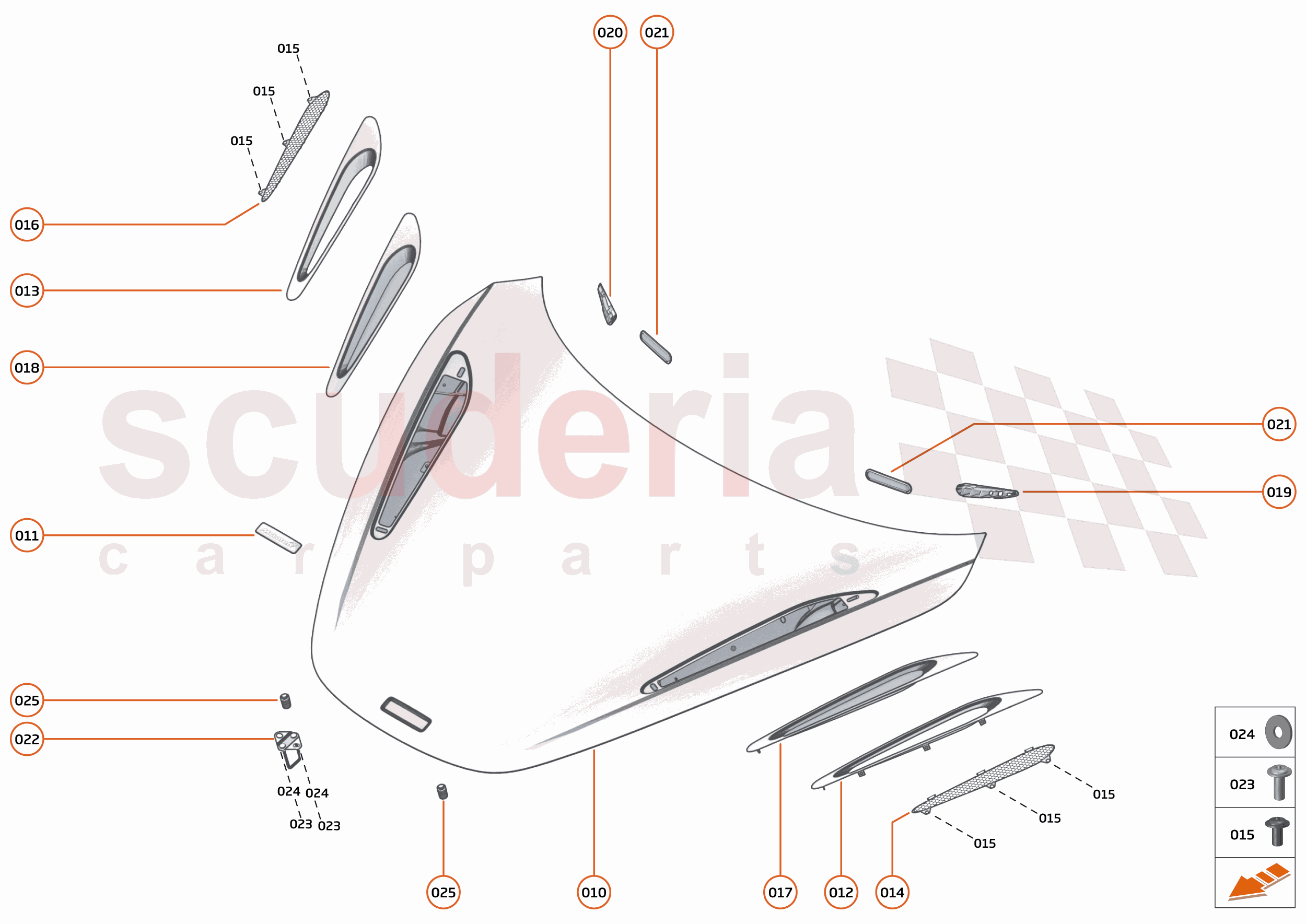 7 - CLOSURES - 7.1 - BONNET STRUCTURE of McLaren McLaren McLaren 720S Spider