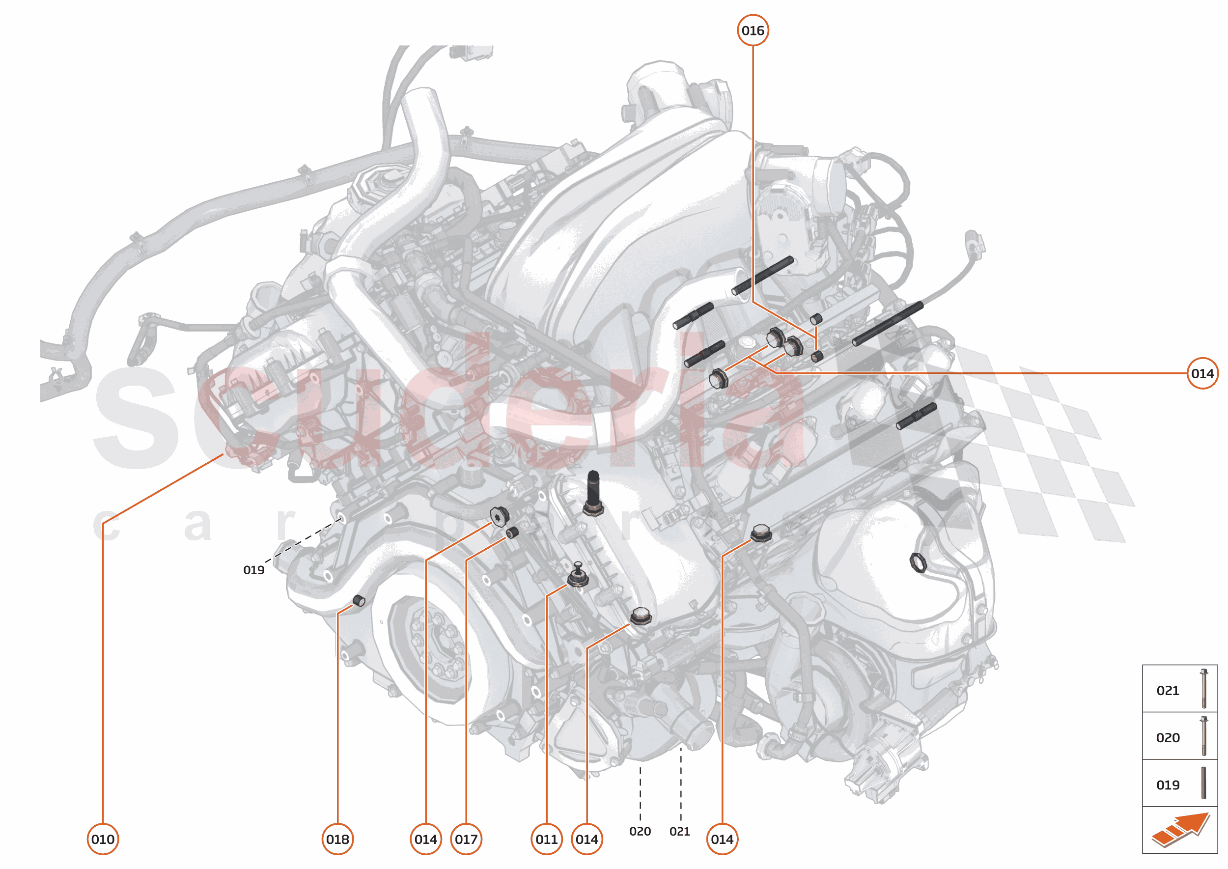 21 - ENGINE - 21.9 - POWER UNIT ASSEMBLY & CYLINDER BLOCK HARDWARE of McLaren McLaren Ultimate Series McLaren Elva