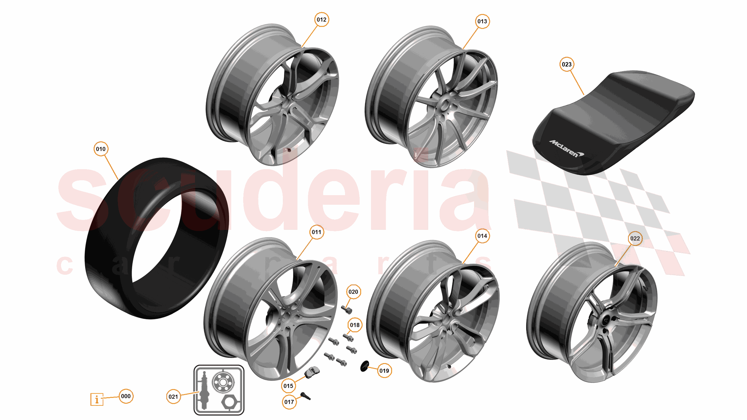 8 - B3 - WHEELS AND TYRES - 8.1 - 01 - WHEEL ASSEMBLY of McLaren McLaren McLaren 625C Coupe