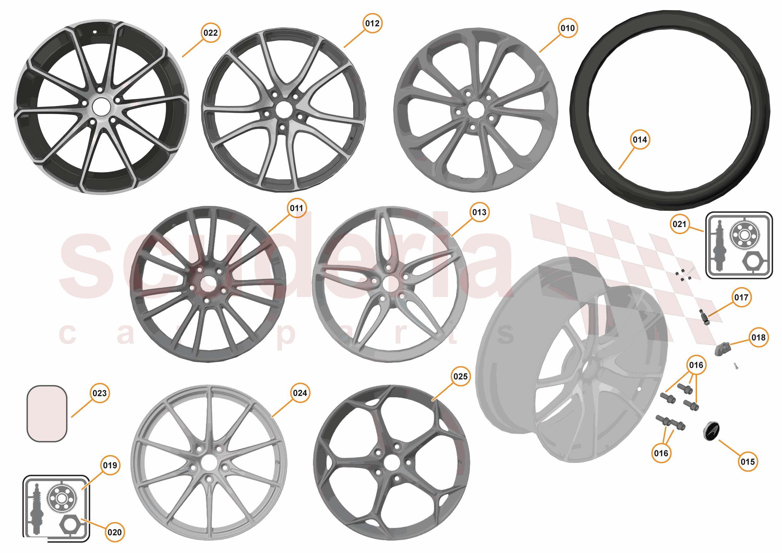 20 - SUSPENSION - WHEELS & TYRES FRONT - 20.1 - WHEEL &TYRE ASSEMBLIES FRONT of McLaren McLaren McLaren 570S Spider