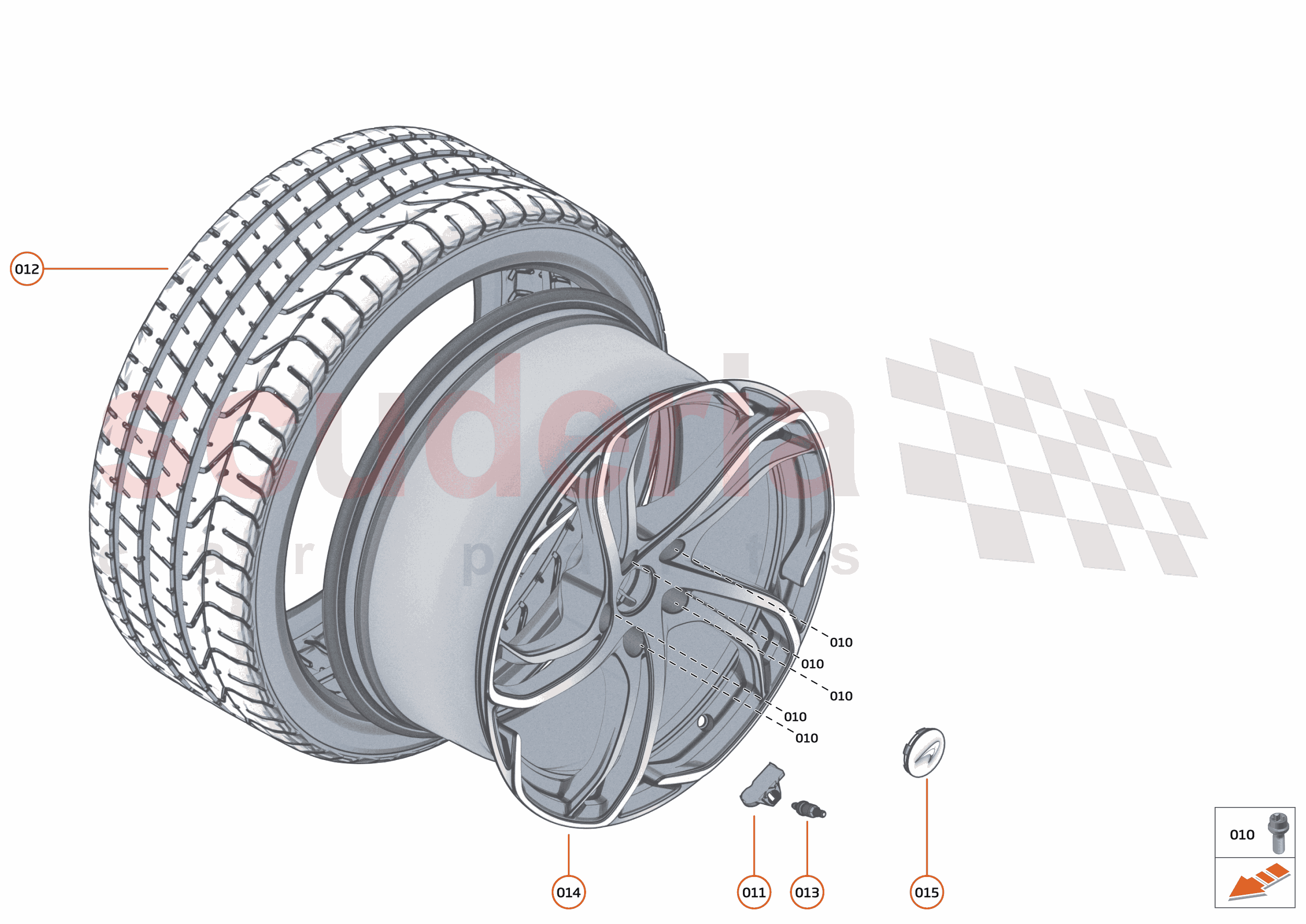 22 - SUSPENSION - WHEELS AND TYRES REAR - 22.1 - WHEEL TYRE ASSEMBLIES REAR of McLaren McLaren McLaren 750S Coupe