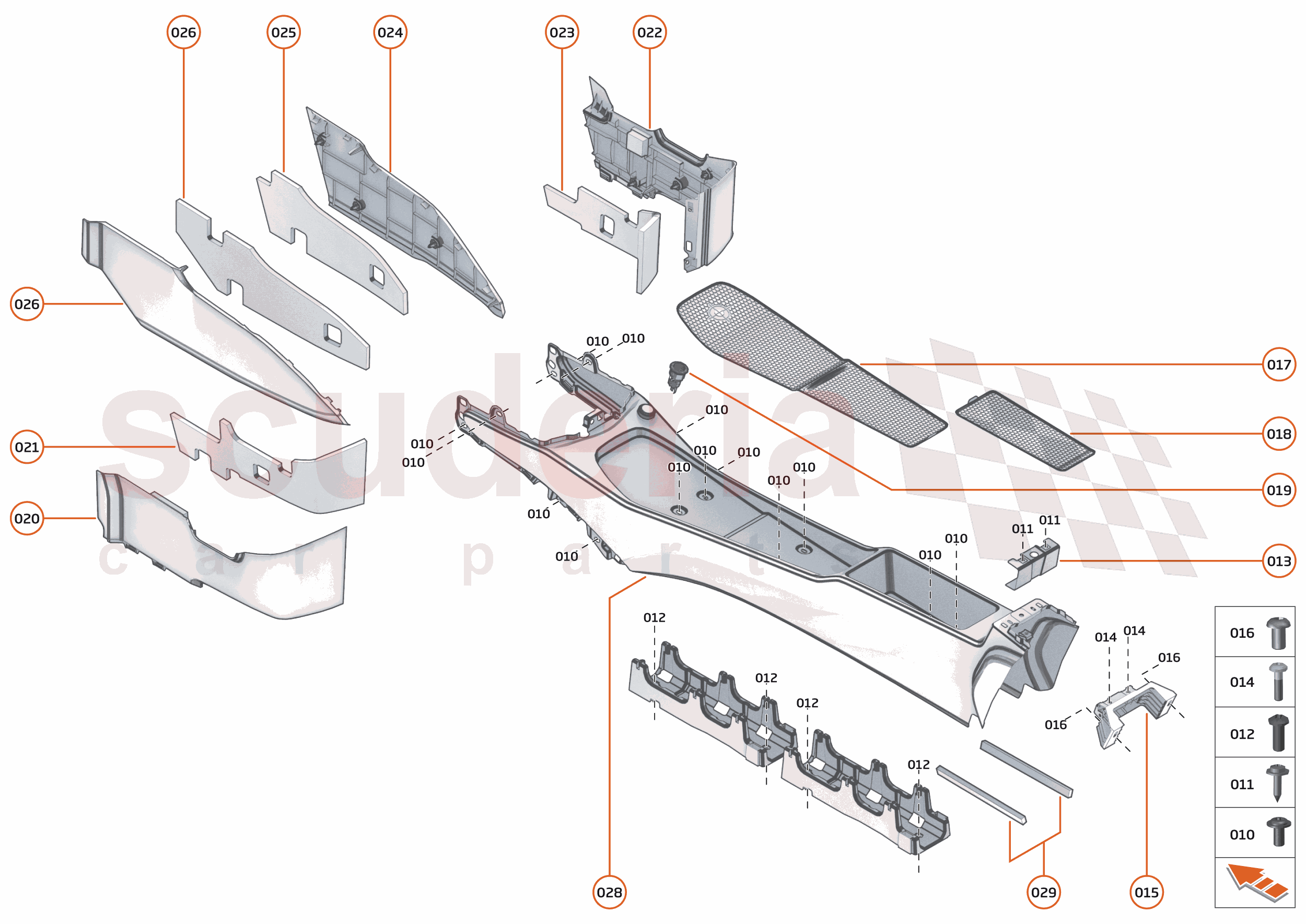 42 - INTERIOR SYSTEMS - 42.4 - ASSY TUNNEL CONSOLE - COMPONENTS & HARDWARE of McLaren McLaren Ultimate Series McLaren Senna GTR
