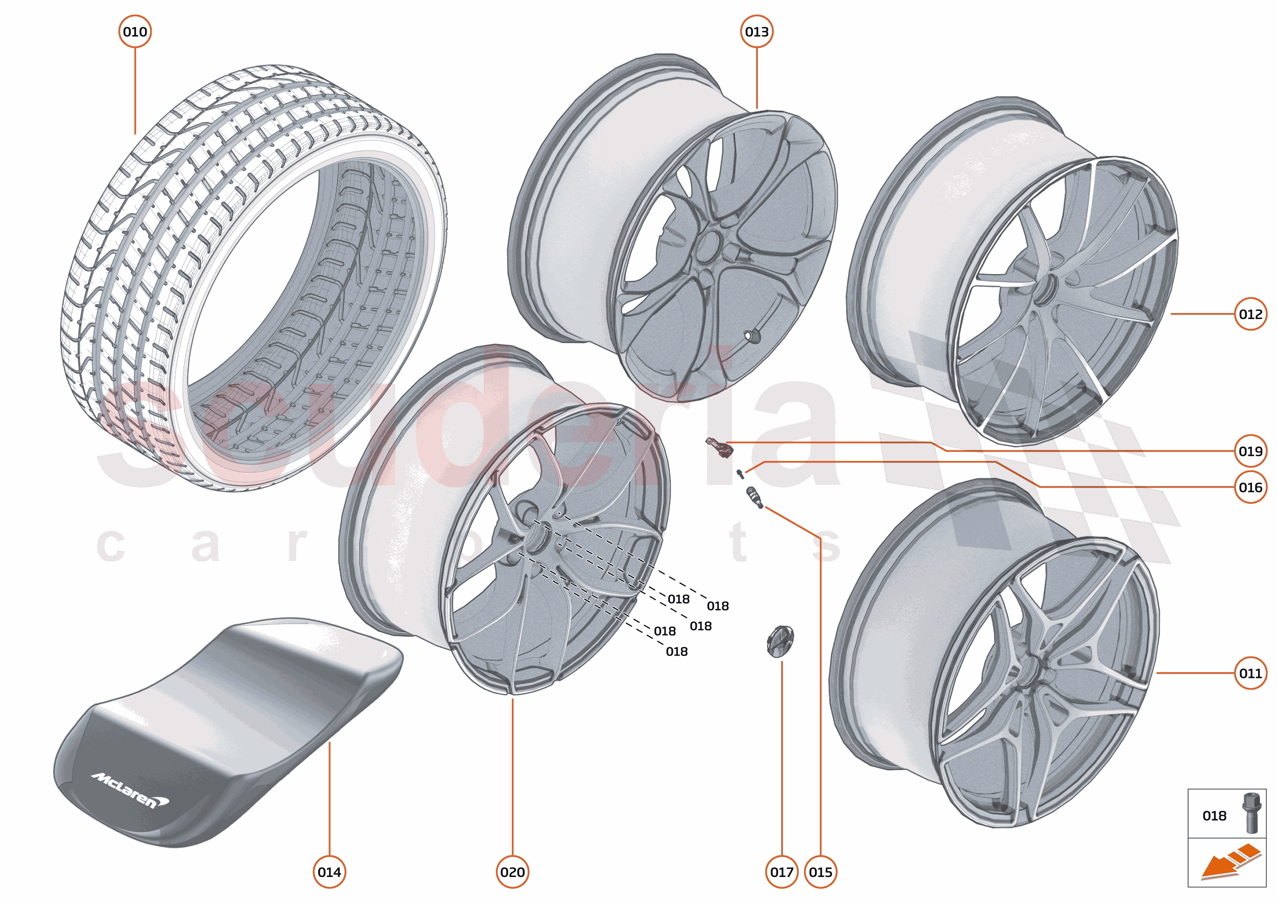 21 - SUSPENSION - WHEELS AND TYRES REAR - 21.1 - WHEEL AND TYRE ASSEMBLIES REAR of McLaren McLaren McLaren 720S Spider